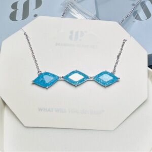 Bomb Party Lab Created Blue Topaz Ice Crystal Necklace NK70511